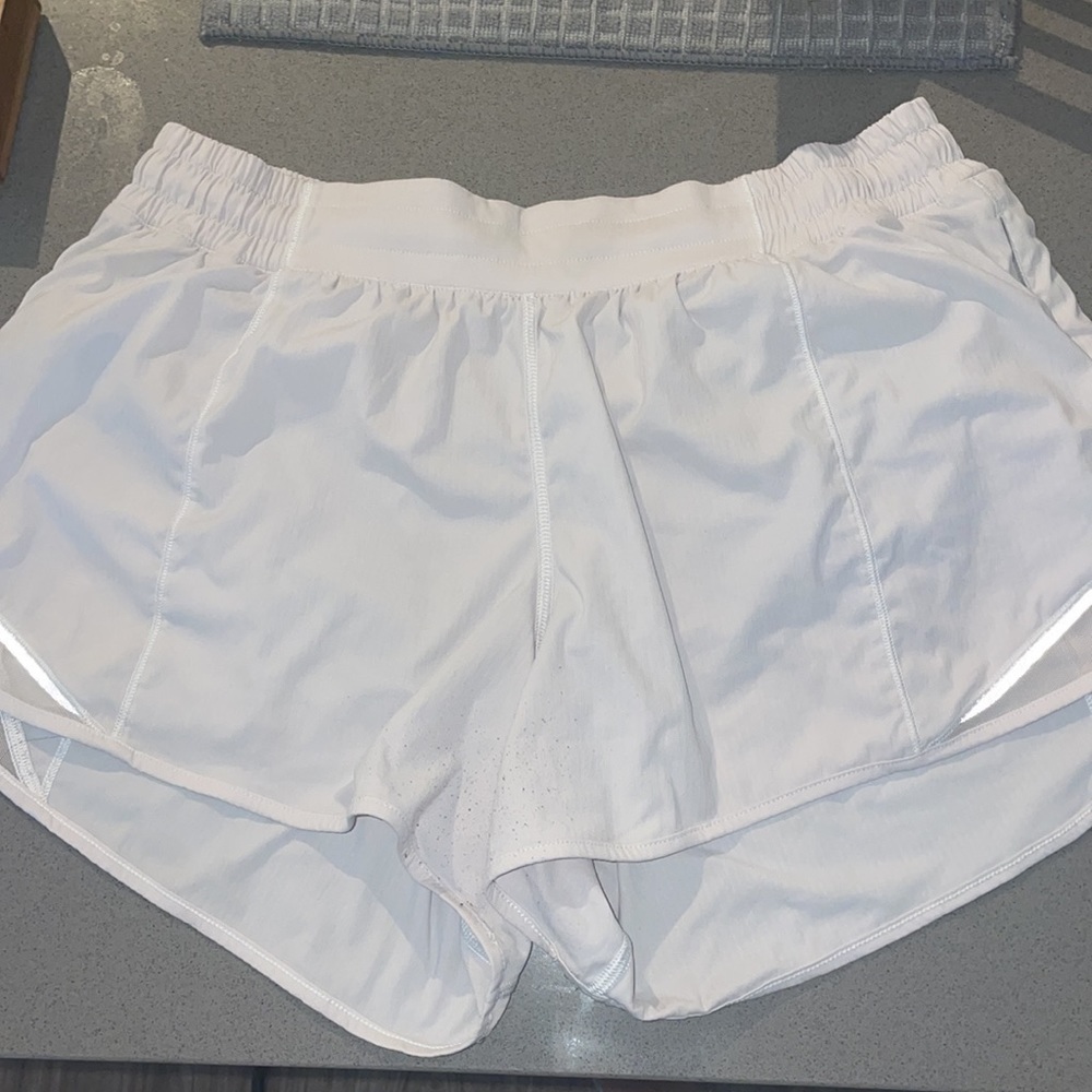 White Lululemon Hotty Hot shorts. Size 10, 4”